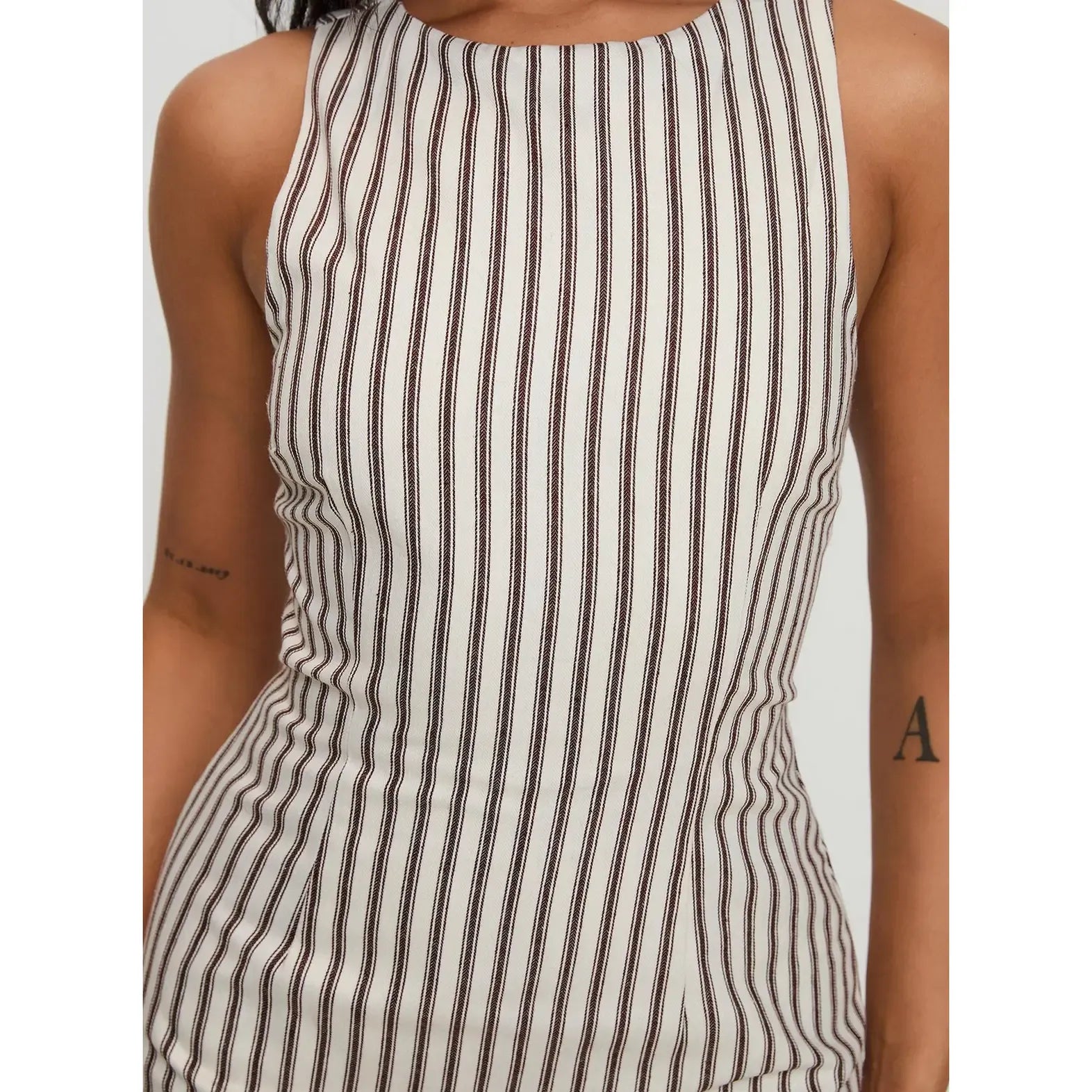 Rewind Romper Brown Stripe