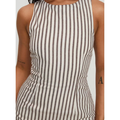 Rewind Romper Brown Stripe